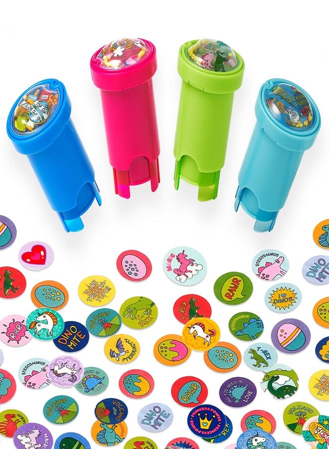 Giant bean Sticker Stamper, 4 Pack of 640 Motivational Sticker Stamps for Kids, Animal Dino Unicorn Theme Cartoon Reward Designs, Teacher Praise Designs for School Supplies Art and Craft Toys - Image 1